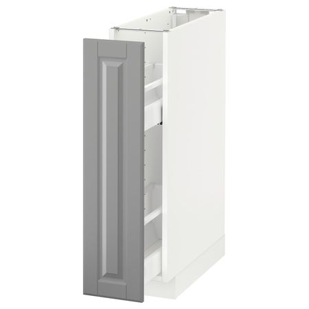 Напольный шкаф, выдвижной внутри элем, белый/Будбин серый 20x60 см IKEA METOD МЕТОД 392.269.51