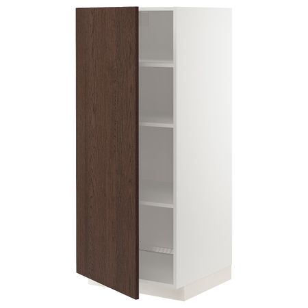 Высокий шкаф с полками, белый/Синарп коричневый 60x60x140 см IKEA METOD МЕТОД 394.467.07