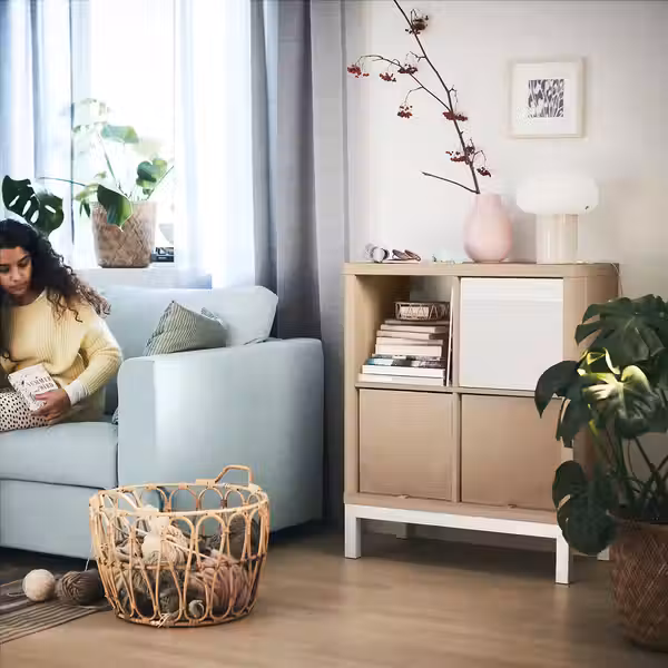 KALLAX Стеллаж с основанием - под беленый дуб/белый 77x94 см - фото 3