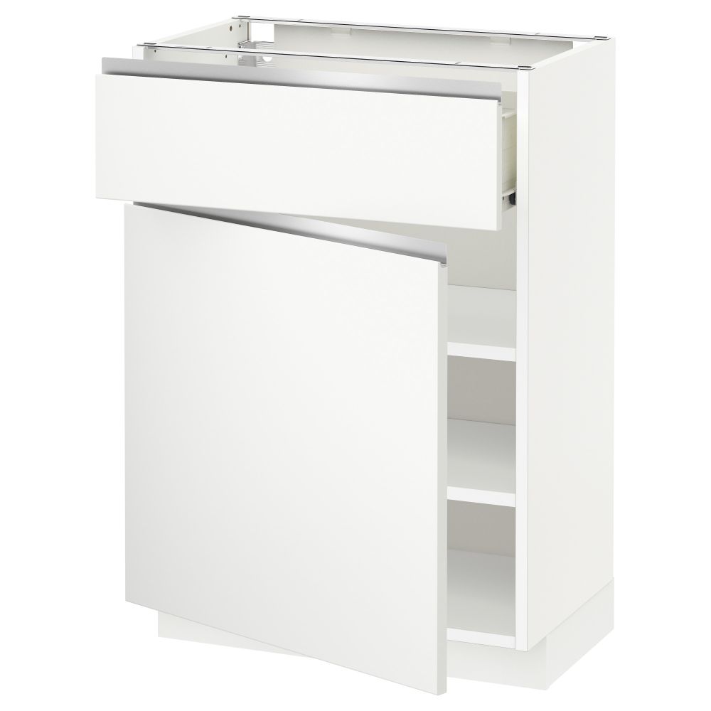 Напольный шкаф с ящиком, дверью МЕТОД / ФОРВАРА, белый, Нодста белый - схема-чертеж с размерами