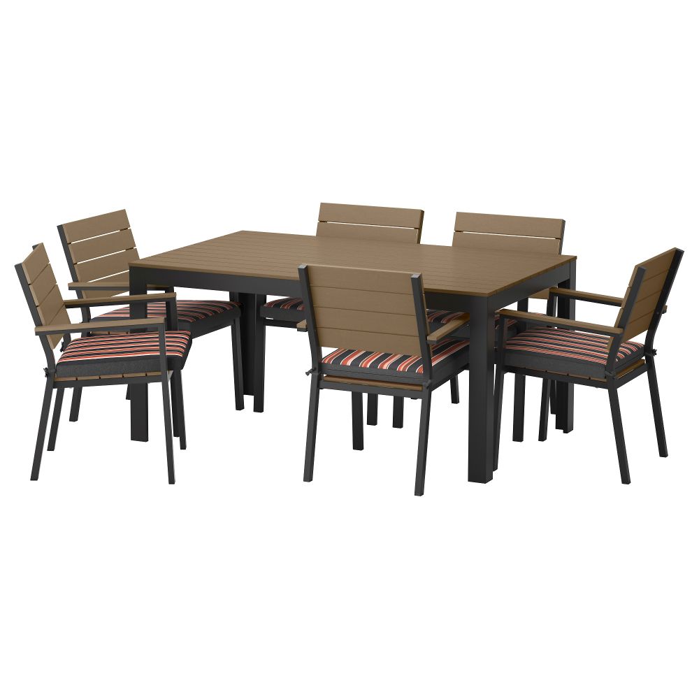 Стол + 6 кресел, для сада ФАЛЬСТЕР, черно-коричневый, Экерон черный - фото 1