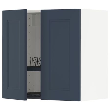 Навесной шкаф с сушилкой/2дверцы, белый Акстад/матовая поверхность синий 60x60 см IKEA METOD МЕТОД 594.020.19