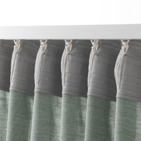 Гардины, 1 пара, серо-зеленый 145x300 см IKEA ХИЛЬЯ 104.250.17 - фото 5