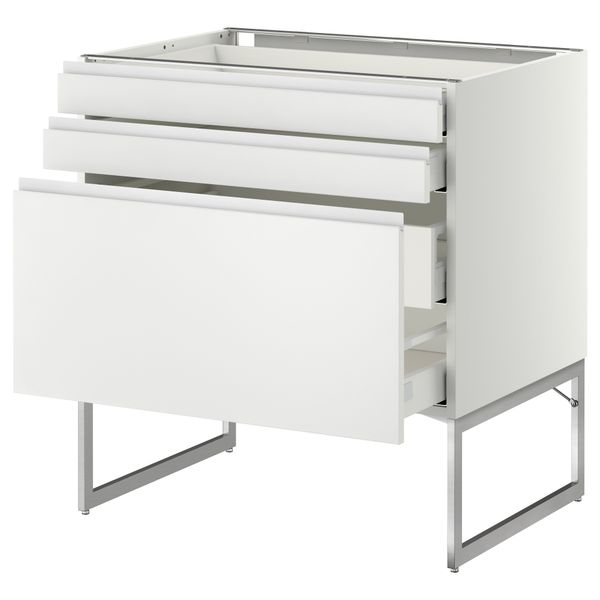 Напольный шкаф 3 фронтальных панели, 2 нижних, 2 средних ящика МЕТОД / МАКСИМЕРА, белый, Нодста белый - схема-чертеж с размерами