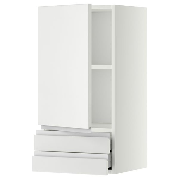 Навесной шкаф с дверцей, 2 ящика МЕТОД / МАКСИМЕРА, белый, Нодста белый - фото 1