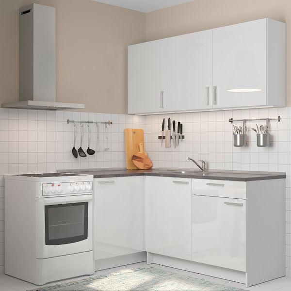 Кухня, глянцевый белый 120x180x220 см IKEA KNOXHULT КНОКСХУЛЬТ 894.045.97 - фото 2