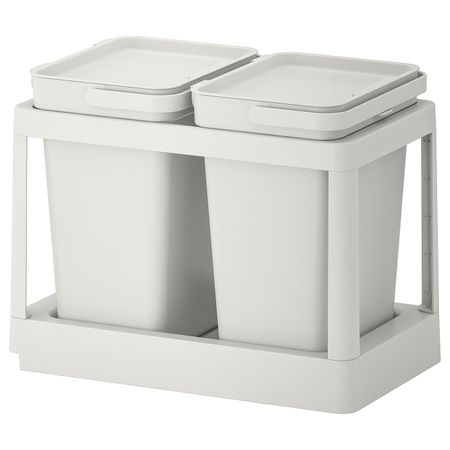 Решение для сортировки мусора, с выдвижным модулем/светло-серый 20 л IKEA HÅLLBAR ХОЛЛБАР 193.088.15