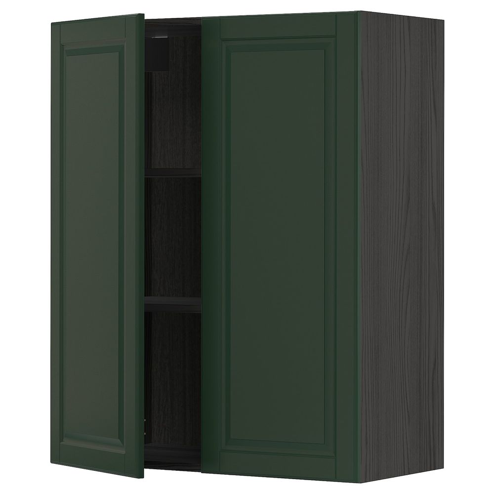 Навесной шкаф с полками/2дверцы, черный/Будбин темно-зеленый 80x100 см IKEA МЕТОД 893.132.10 - схема-чертеж с размерами