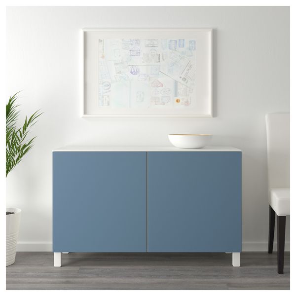 Комбинация для хранения с дверцами БЕСТО, белый, Вальвикен темно-синий (120x42x74 см) - схема-чертеж с размерами