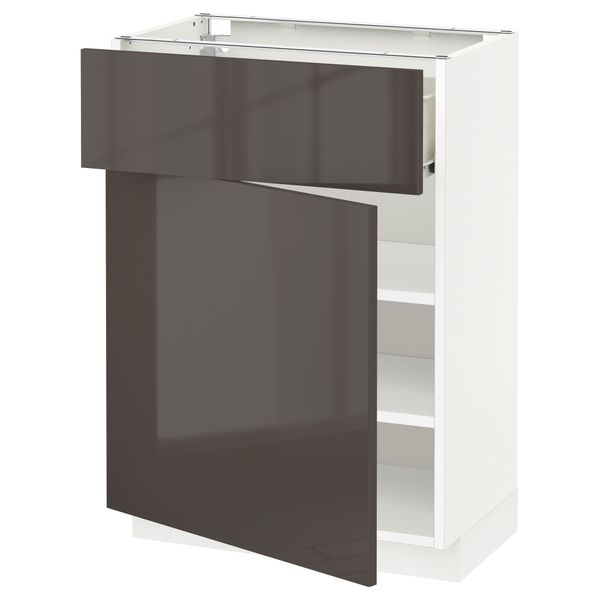 Напольный шкаф с ящиком, дверью МЕТОД / ФОРВАРА, белый, Рингульт серый - схема-чертеж с размерами