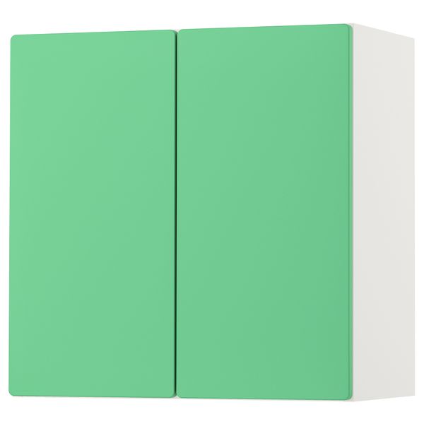 Навесной шкаф, 60x32x60 см, белый зеленый с 1 полкой IKEA SMÅSTAD СМОСТАД 593.899.56 - фото 1