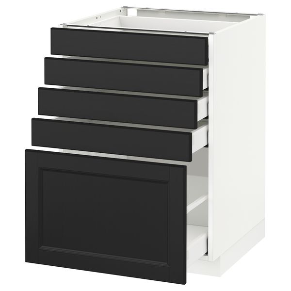 Напольный шкаф с 5 ящиками МЕТОД / МАКСИМЕРА, белый, Лаксарби черно-коричневый - схема-чертеж с размерами