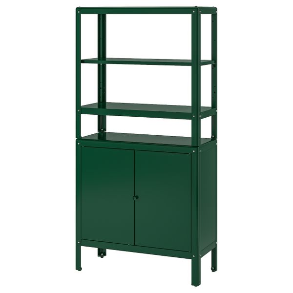 Стеллаж с 1 шкафчиком, зеленый 80x37x161 см IKEA KOLBJÖRN КОЛЬБЬЁРН 493.175.59 - фото 1