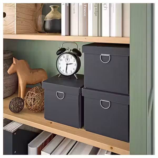 HEMNES Стеллаж - серо-зеленый/светло-коричневая морилка 90x197 см - фото 4