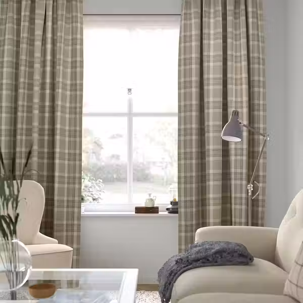 HÄGGVECKMAL ХЭГГВЕККМАЛ Затемняющие гардины, 2 шт. - бежевый/с лентой 145x300 см - фото 2