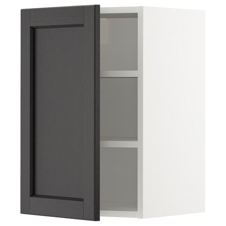 METOD Навесной шкаф с полками - белый/Lerhyttan черная морилка 40x60 см