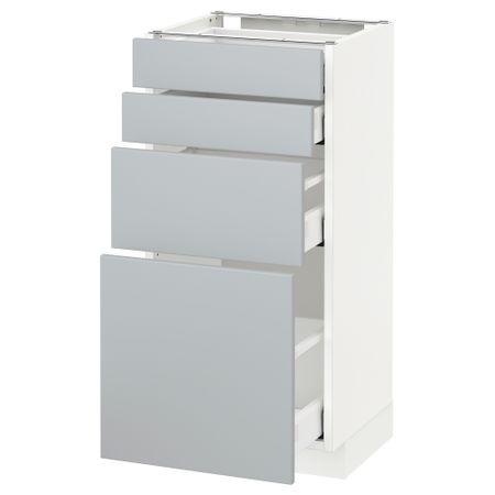 Напольный шкаф 4 фронтальных панели, 4 ящика МЕТОД / МАКСИМЕРА, белый, Веддинге серый