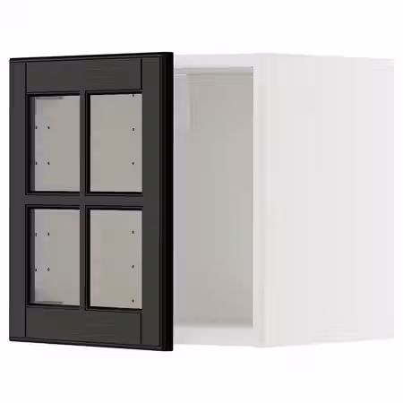 METOD Навесной шкаф со стеклянной дверцей - белый/Bodbyn чёрный 40x40 см