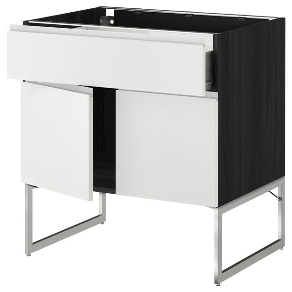 Напольный шкаф, полки, ящик, 2 двери МЕТОД / ФОРВАРА, черный, Нодста белый - схема-чертеж с размерами