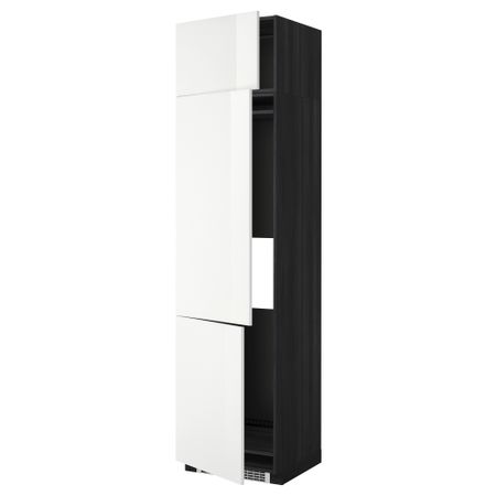 Высокий шкаф для холодильника или морозильника, с 3 дверями МЕТОД, черный, Рингульт белый