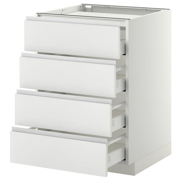 Напольный шкаф, 4 фронтальных панели, 4 ящика МЕТОД / МАКСИМЕРА, белый, Нодста белый - фото 1