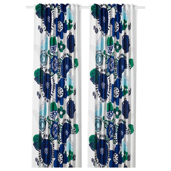 Гардины, 2 шт., белый/разноцветный 145x300 см IKEA IRMELIN ИРМЕЛИН 604.251.71 - фото 1