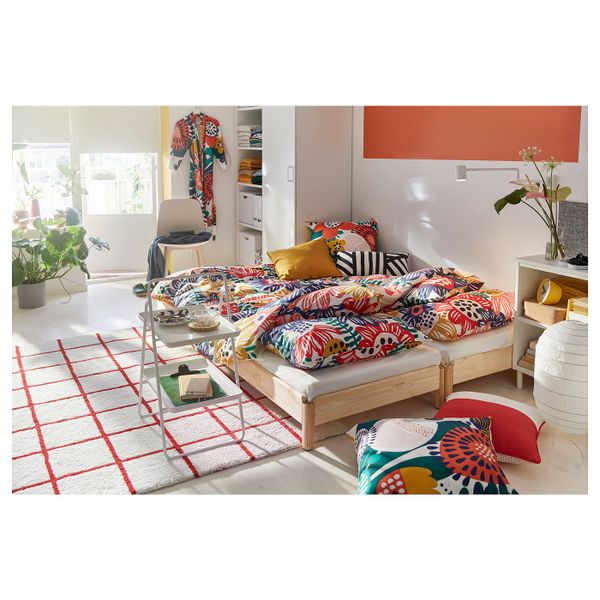 Пододеяльник и 2 наволочки, белый, разноцветный 200x200/50x70 см IKEA СОММАРАСТЕР 304.233.00 - фото 2