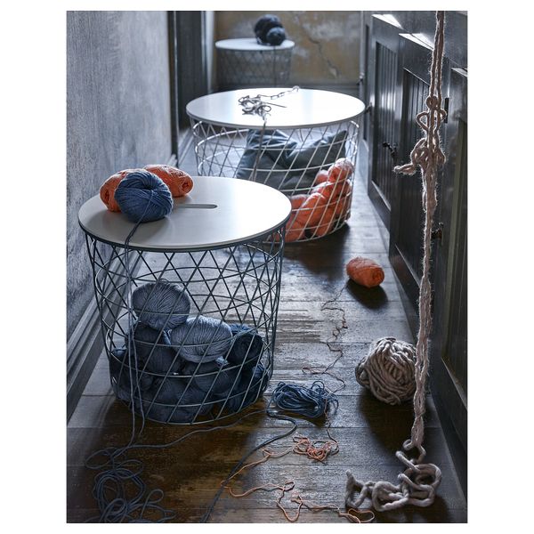 Столик с отделениями для хранения КВИСТБРУ, бирюзовый (44 см) - схема-чертеж с размерами