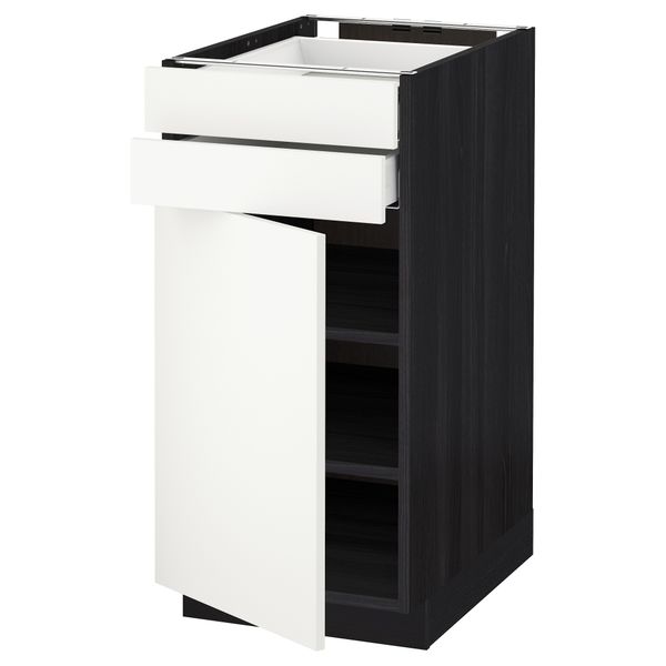 Напольный шкаф с дверцей, 2 ящиками МЕТОД / МАКСИМЕРА, черный, Хэггеби белый - схема-чертеж с размерами