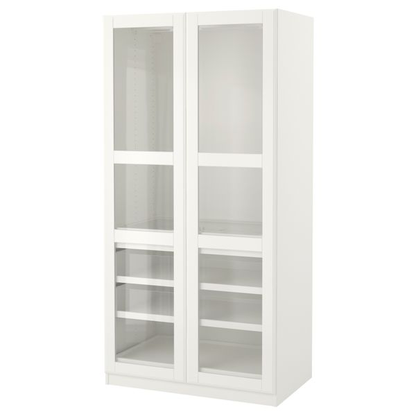 Гардероб ПАКС, белый, Тисседаль стекло - фото 2