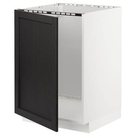 Напольный шкаф для мойки, белый/Лерхюттан черная морилка 60x60 см IKEA METOD МЕТОД 194.457.37