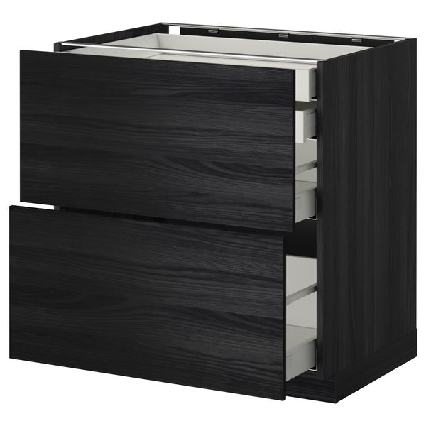 Напольный шкаф 2 фронтальные панели, 2 нижних, 1 средний, 1 высокий ящик МЕТОД / МАКСИМЕРА, черный, Тингсрид черный - фото 1