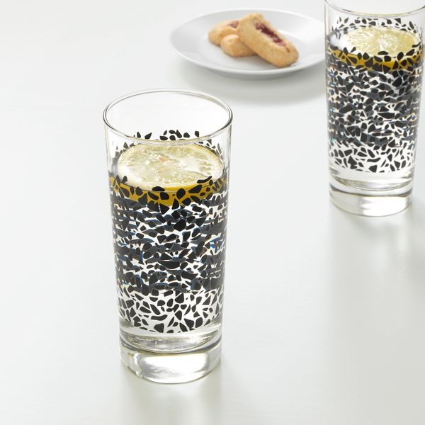 Стакан, черный, с рисунком, 40 сл 6 шт IKEA ВОРКУЛ 303.983.48 - схема-чертеж с размерами