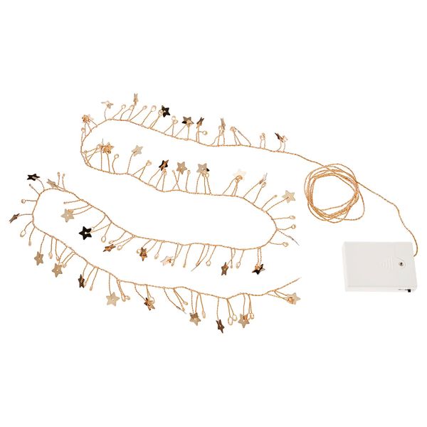 Светодиодная гирлянда, 80 ламп, с батарейным питанием мини/звезда золотой IKEA STRÅLA СТРОЛА 805.031.20 - фото 1
