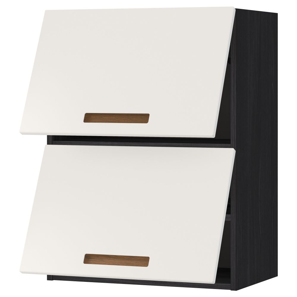 Навесной шкаф, 2 дверцы, горизонтальный МЕТОД, черный, Мэрста белый - схема-чертеж с размерами