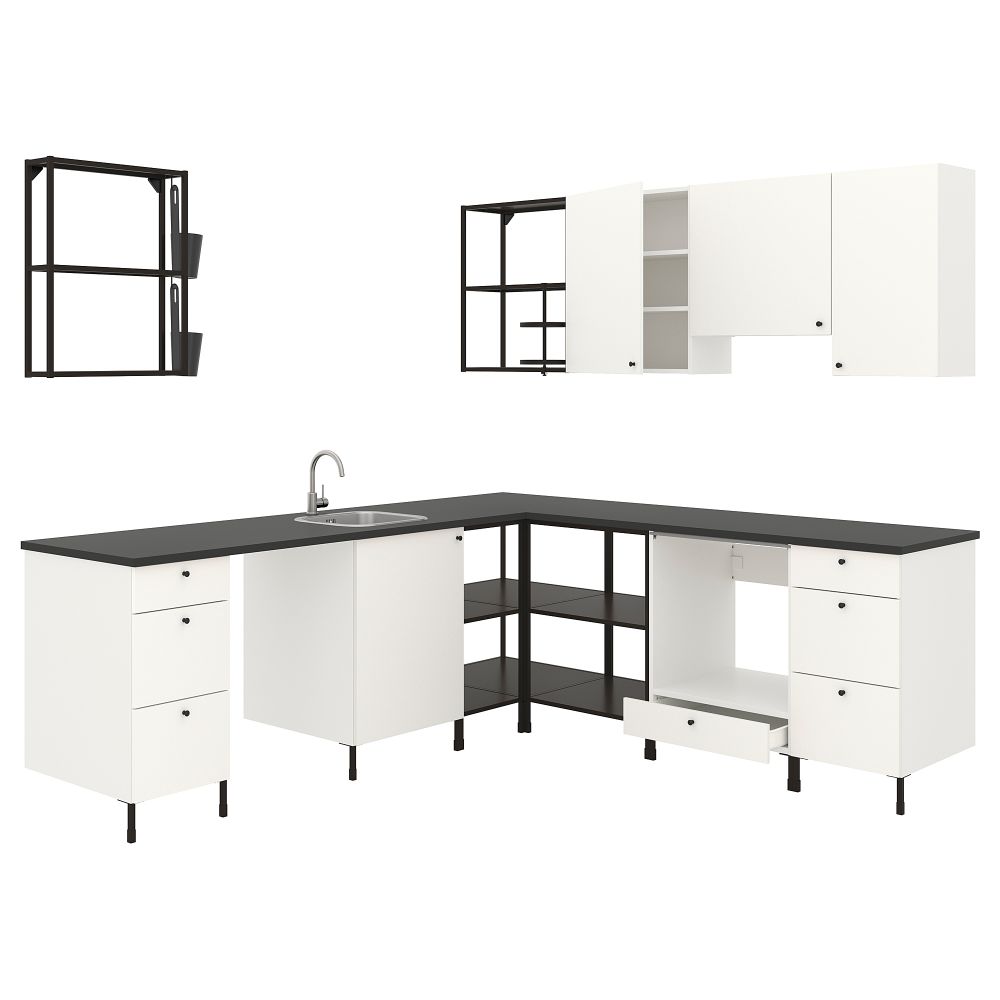 Угловая кухня, антрацит/белый IKEA ENHET 093.380.21 - фото 1