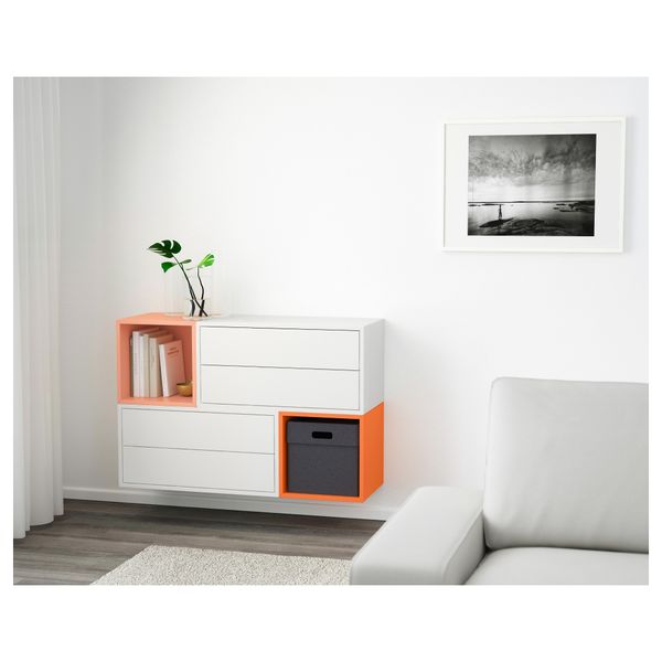 Комбинация настенных шкафов ЭКЕТ, белый/оранжевый, светло-оранжевый (105x35x70 см) - фото 2