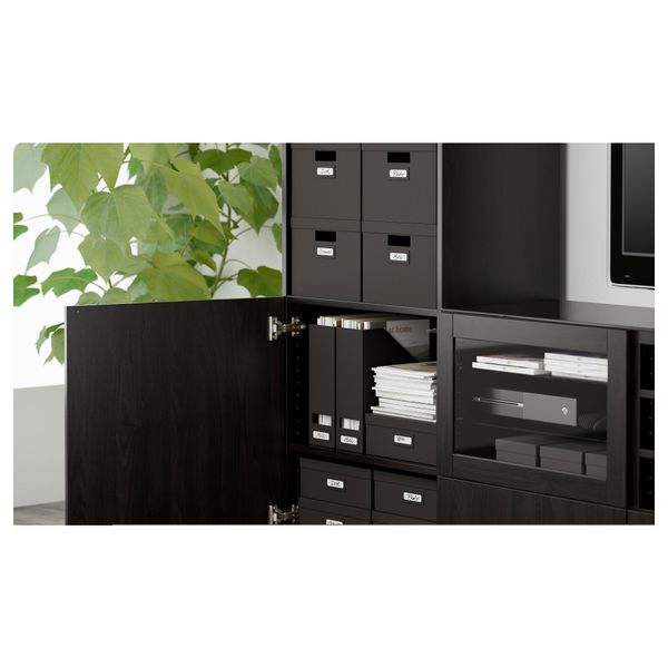 Шкаф для ТВ, комбинированный, стекляные дверцы БЕСТО, Лаппвикен, Синдвик черно-коричневый прозрачное стекло (240x40x230 см) - фото 3