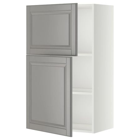 Навесной шкаф с полками/2дверцы, белый/Будбин серый 60x100 см IKEA METOD МЕТОД 592.271.29