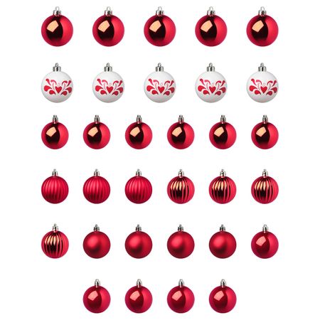 Набор елочных шаров, 32 шт., красный, белый IKEA VINTERFEST ВИНТЕРФЕСТ 104.374.64