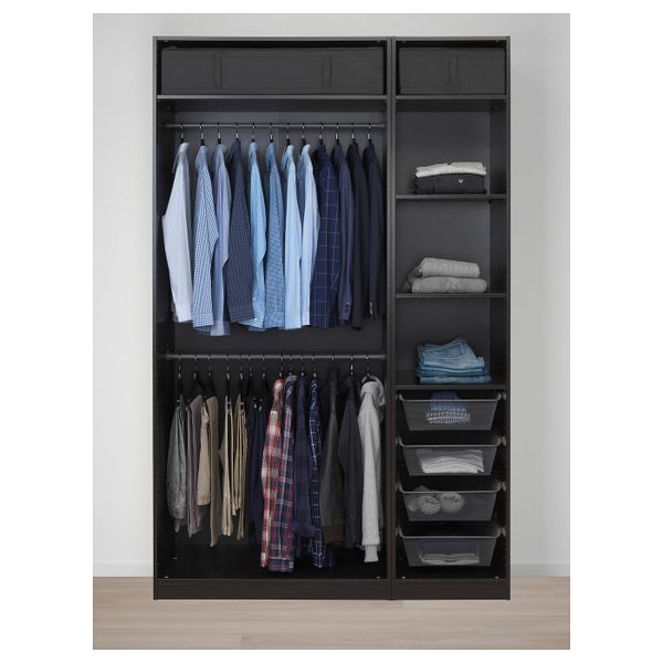 Гардероб, черно-коричневый, Форсанд под коричневый мореный ясень, 150x60x236 см IKEA ПАКС 392.876.09 - фото 3