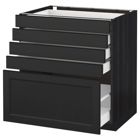 Напольный шкаф с 5 ящиками МЕТОД / МАКСИМЕРА, черный, Лаксарби черно-коричневый