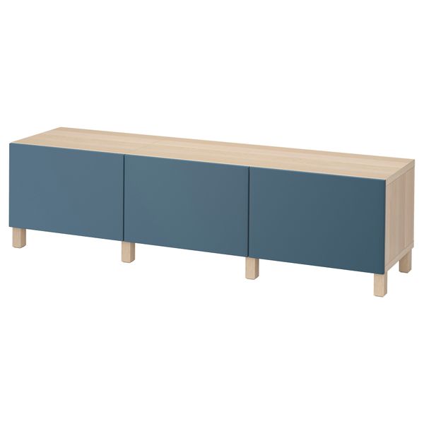 Комбинация для хранения с ящиками БЕСТО, под беленый дуб, Вальвикен темно-синий (180x40x48 см) - фото 1