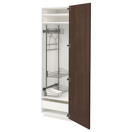 Высокий шкаф с отделением для аксессуаров для уборки, 60x60x200 cm IKEA METOD МЕТОД, MAXIMERA МАКСИМЕРА 094.049.02