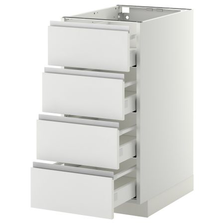 Напольный шкаф 4 фронтальных панели, 4 ящика МЕТОД / МАКСИМЕРА, белый, Нодста белый