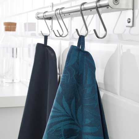 Полотенце кухонное, синий лист 50x70 см IKEA ВИЛДКАПРИФОЛ 304.142.54