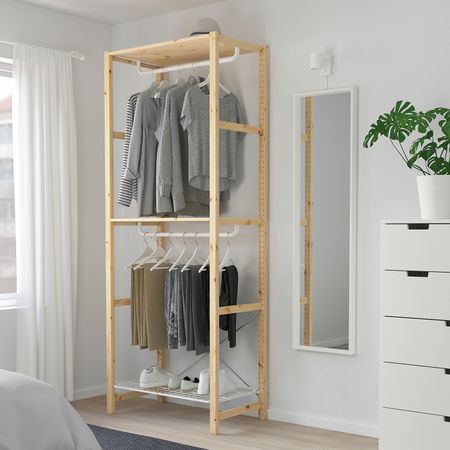 Стеллаж с платяной штангой 89x50x226 см IKEA IVAR ИВАР 392.876.85