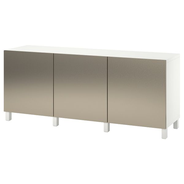 Комбинация для хранения с дверцами, белый/РИКСВИК/стуббарп под светлую бронзу 180x42x74 см IKEA BESTÅ БЕСТО 593.025.76 - фото 1