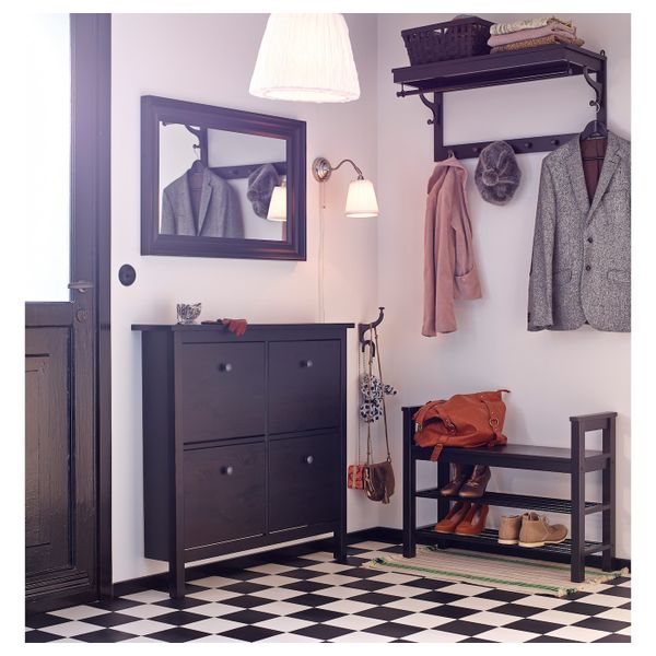 Галошница, 4 отделения, черно-коричневый 107x22x101 см IKEA HEMNES ХЕМНЭС 403.884.19 - схема-чертеж с размерами
