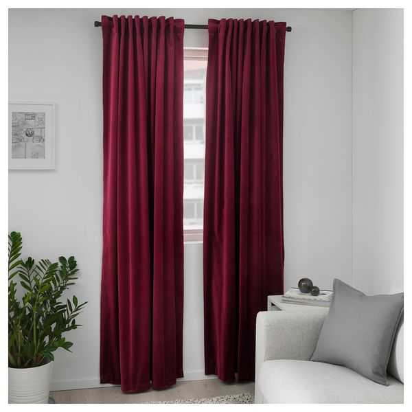 Затемняющие гардины, 1 пара САНЕЛА, темно-красный (140x300 см) - схема-чертеж с размерами